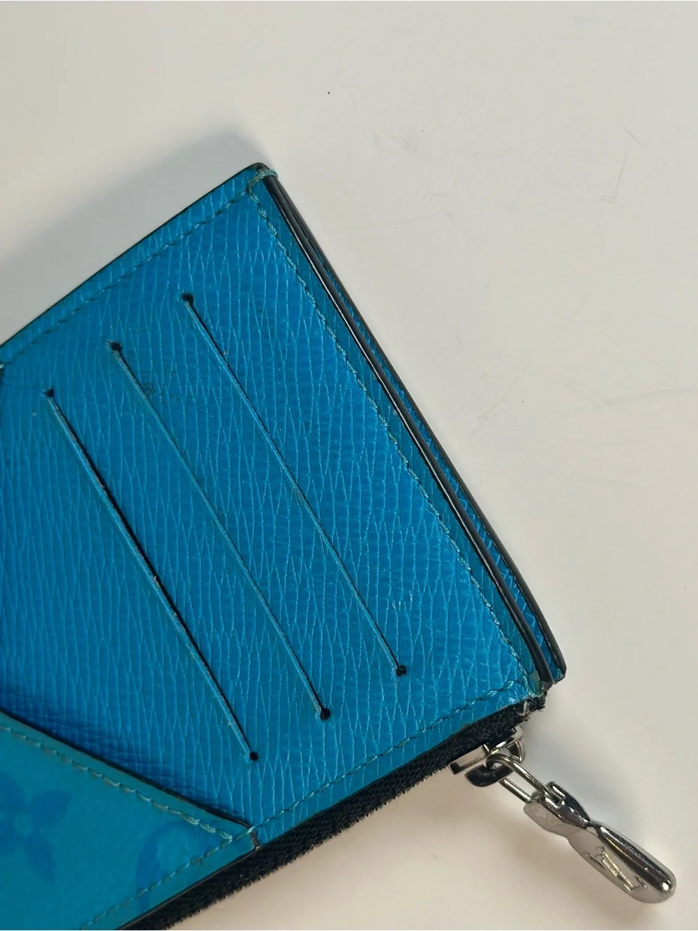 Authentic Louis Vuitton Taigarama Blue Lagoon Monogram Card Holder Wallet